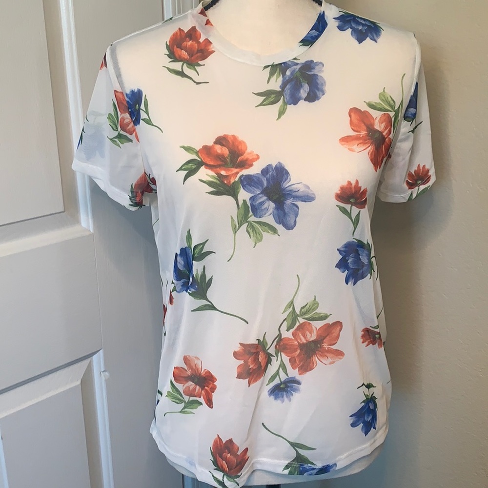 ambiance | Floral Netted Top | L